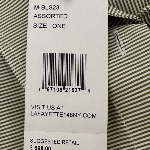 Women’s Striped Button-Up Blouse- Green/White - Picture 4 of 5